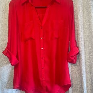 Vibrant Red Button-up Shirt